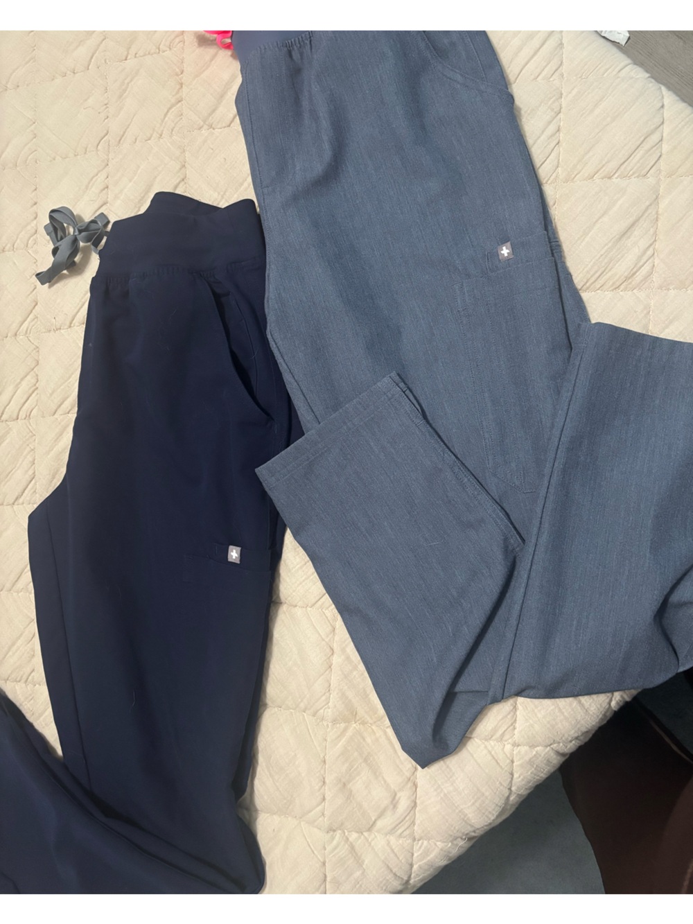 Fig pants - Navy and Heather denim blue
